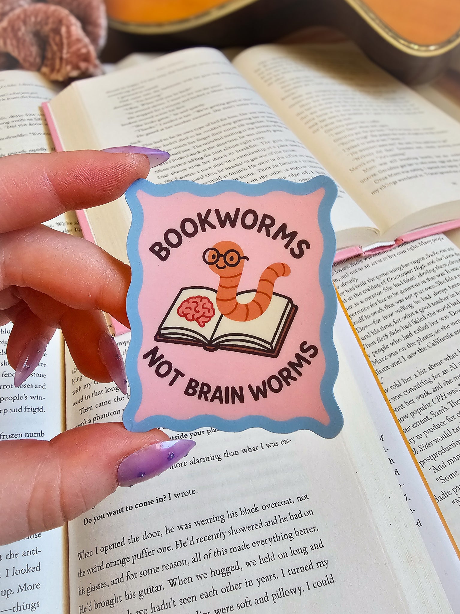 Bookworms Not Brain Worms Sticker