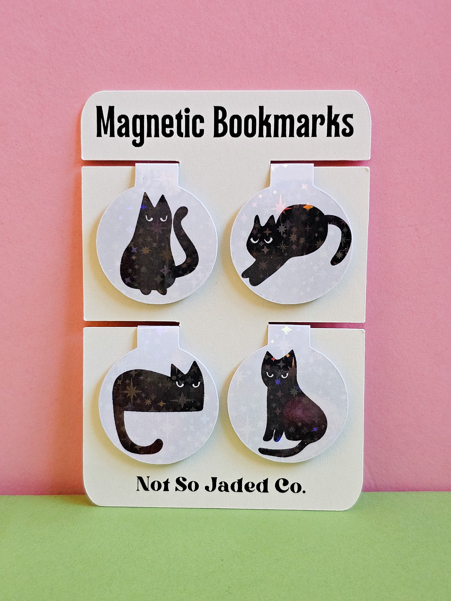 Black Cat Magnetic Bookmark 4-Pack
